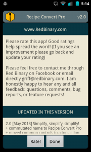 About: About the app, contact options, begging users to rate the app so it can be seen by more people, etc